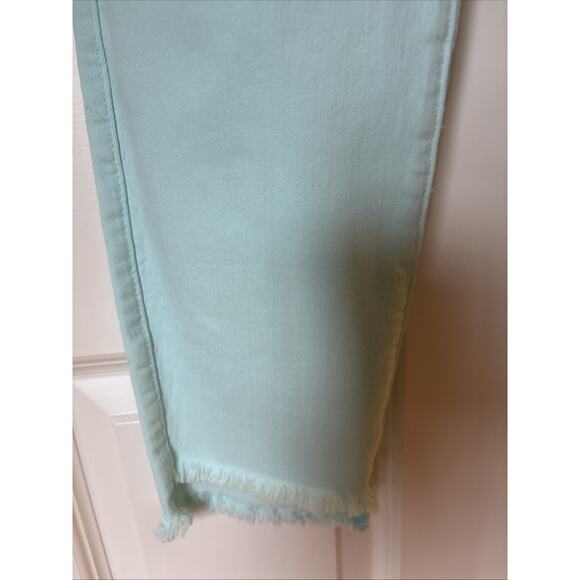 Lilly Pulitzer South Ocean High-Rise Skinny Jeans aqua blue sz 8 raw hem LOGO - Picture 2 of 12